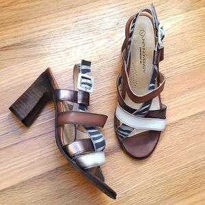 Unity in Diversity High Heel Sandals in Brown/Bronze/Zebra Print